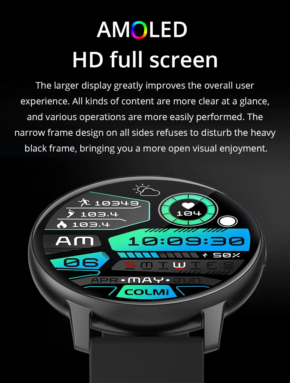 COLMI I31 Smartwatch 1.43 Inch AMOLED Screen 100 Sports Modes 7 Day Battery Life Always On Display Smart Watch Men Women