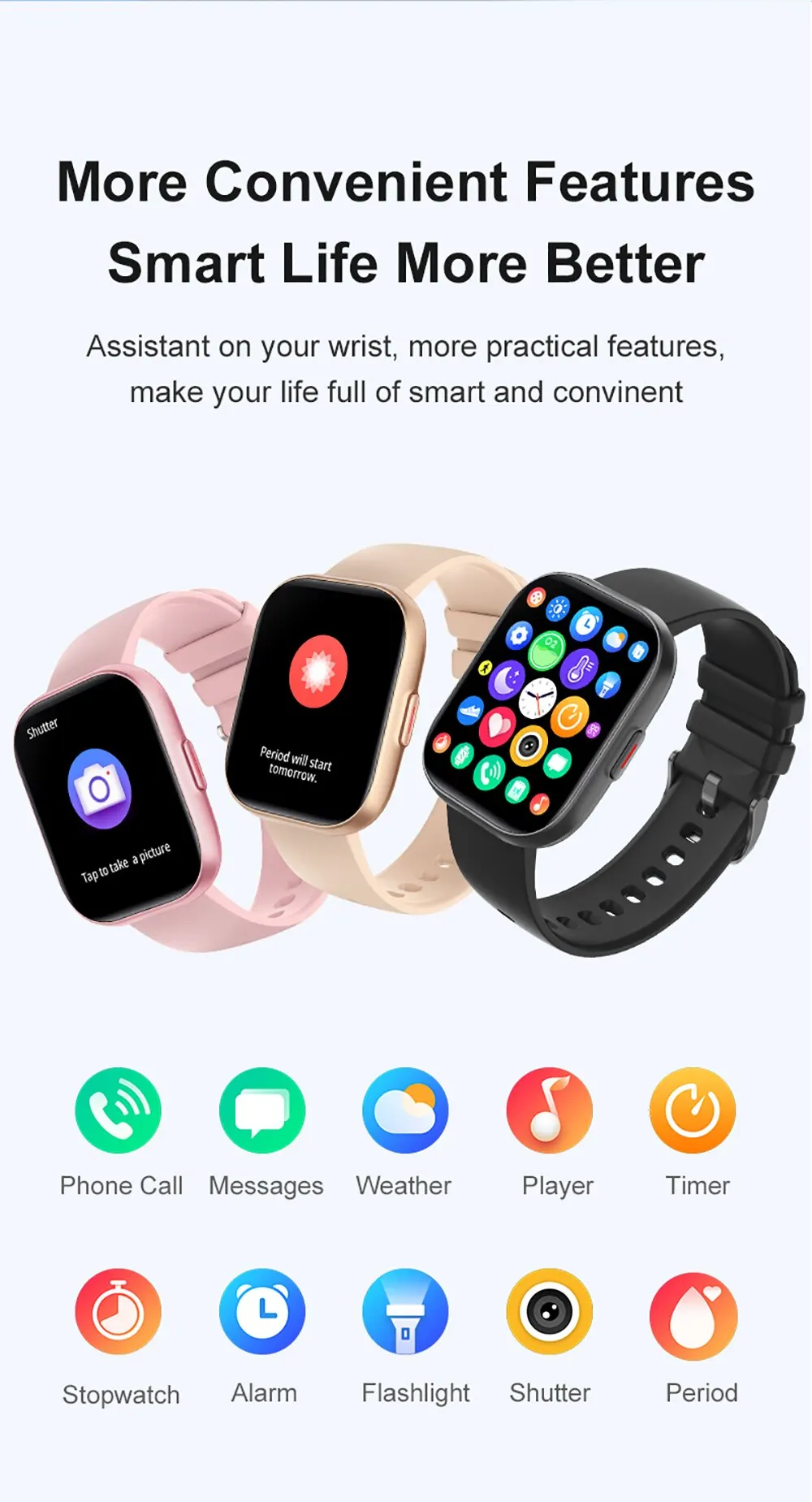 COLMI P68 Smartwatch 2.04'' AMOLED Screen 100 Sports Modes 7 Day Battery Life Support Always On Display Smart Watch Men Women