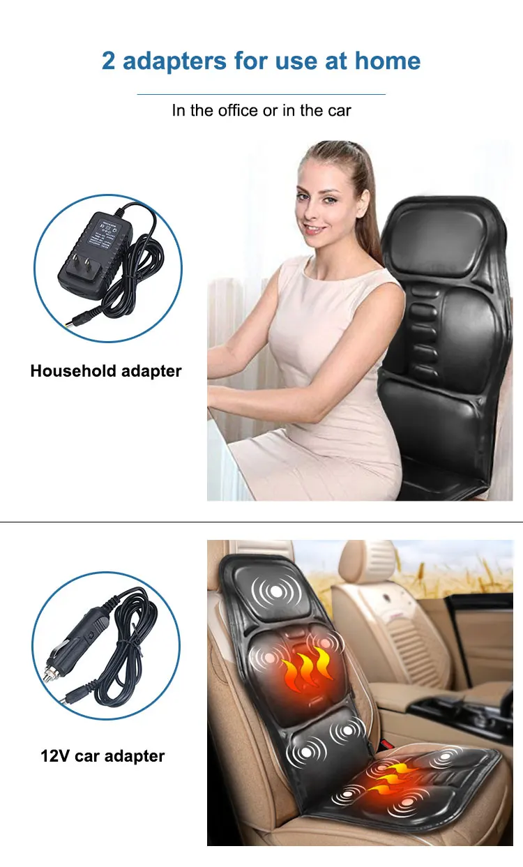 KLASVSA Electric Back Massager Massage Chair Cushion Heating Vibrator Car Home Office Lumbar Neck Mattress Pain Relief