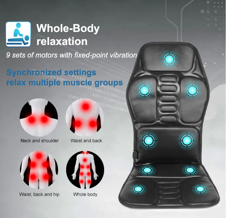 KLASVSA Electric Back Massager Massage Chair Cushion Heating Vibrator Car Home Office Lumbar Neck Mattress Pain Relief