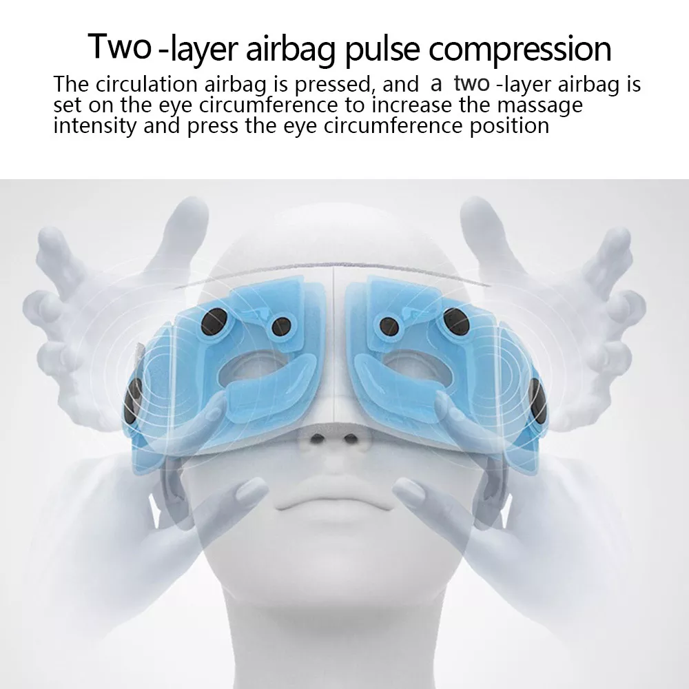 Eye Massager 6D Smart Airbag Vibration Eye Care Instrument Hot Compress Bluetooth Eye Massage Glasses Fatigue Pouch & Wrinkle