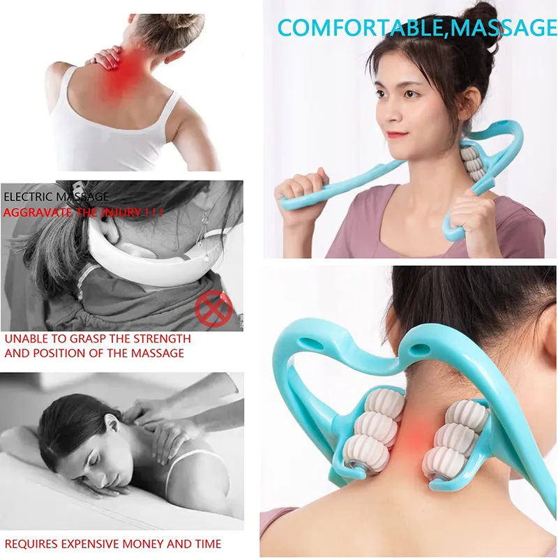 Plastic Pressure Point Therapy Neck Massageador Massagem Relieve Hand Roller Neck Massager for Neck Shoulder Trigger Point