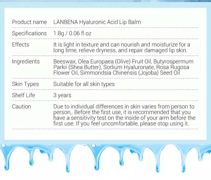 LANBENA Hyaluronic Acid Lip Balm Lip Plumper Lips Moisturizing Reduce Fine Lines Relieve Dryness Protection Lip