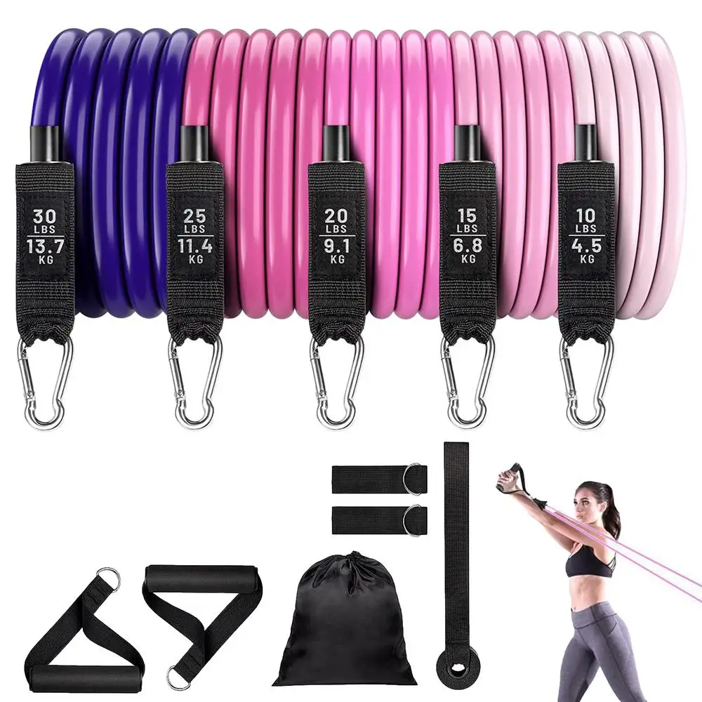 Workout Bands Set 11pcs Elastic Workout Bands Elastic Bands For Strength Training For Men And Women Workout Equipment