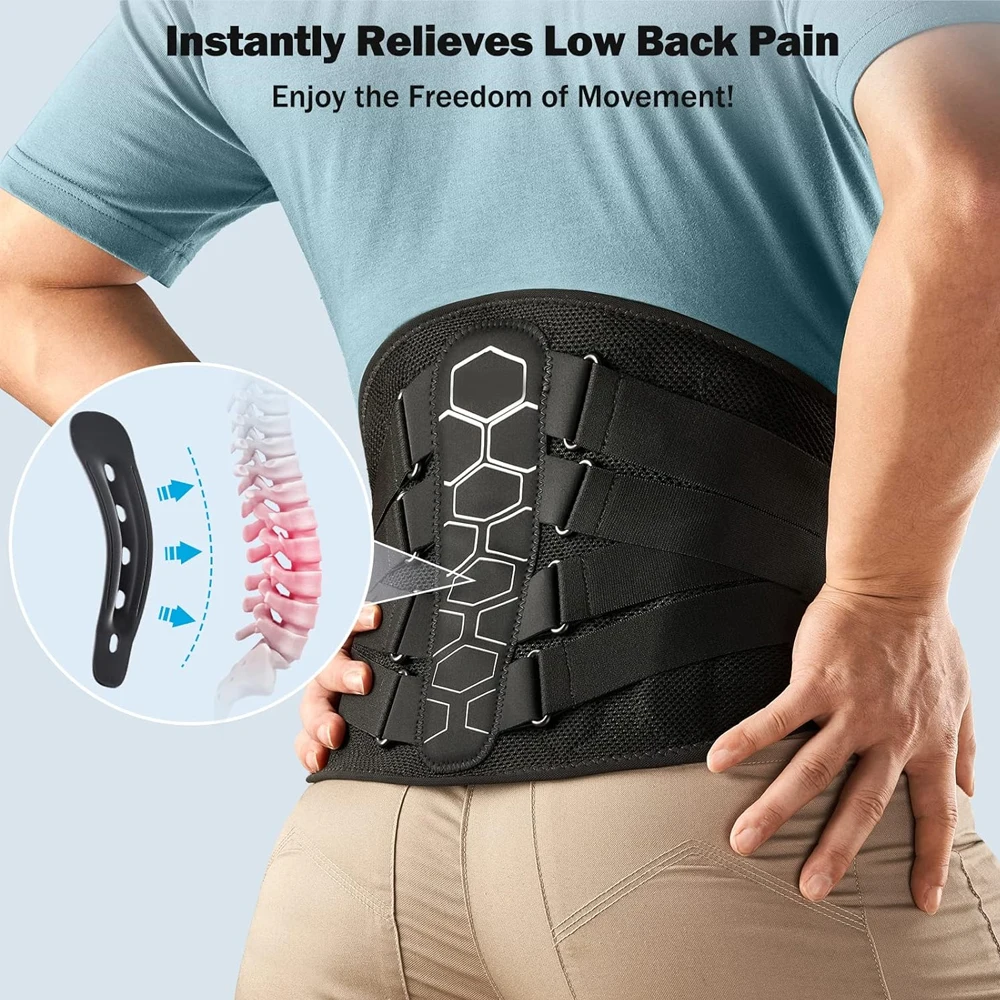 Back Brace for Lower Back Pain, Sciatica, Herniated Disc, Scoliosis, Back Support Belt with Soft Pad, Lightweight Lumbar Support Back Brace for Lower Back Pain, Sciatica, Herniated Disc, Scoliosis, Back Support Belt with Soft Pad, Lightweight Lumbar Support