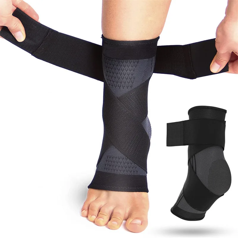 Adjustable Ankle Support Compression Ankle Brace Protector for Running Soccer Basketball Nylon Knitted Gym Bandage Ankle Strap
