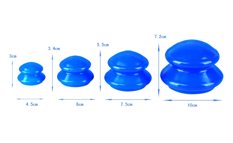 4Pcs Moisture Absorber Anti Cellulite Vacuum Cupping Cup Silicone Family Facial Body Massage Therapy Cupping Cup Set 4 Size